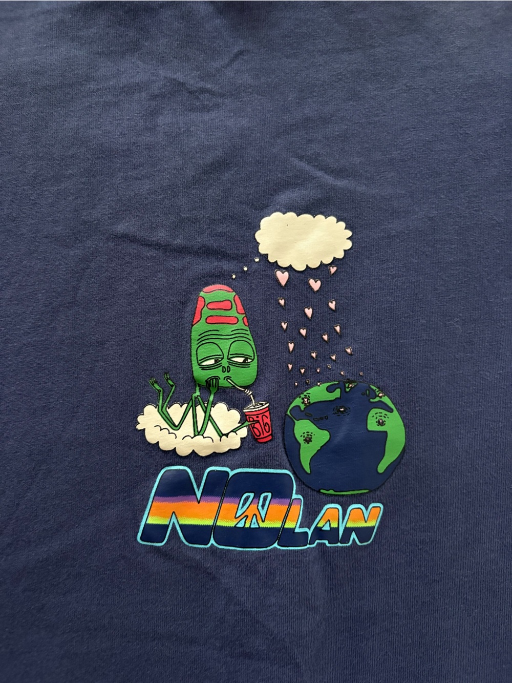 Nolan Urban Outfitters Long Sleeve Shirt  Alien Cartoon Graphic Navy Size M